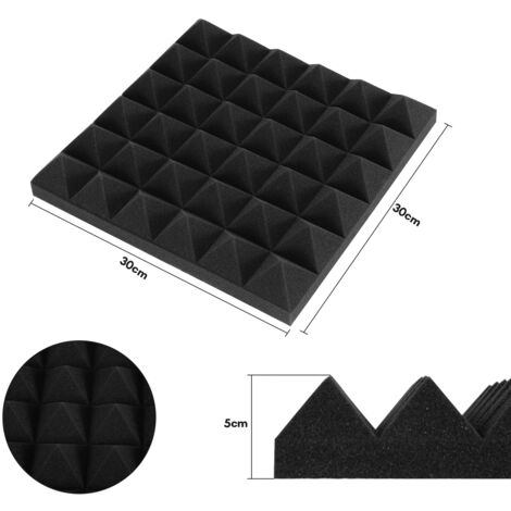 Lot De 2 Panneaux Anti-Vibration En Mousse Polyuréthane - Dimensions 28.2x19x4.1 Cm - Pour Isolation Acoustique Haut-parleurs, Studio, Bureau