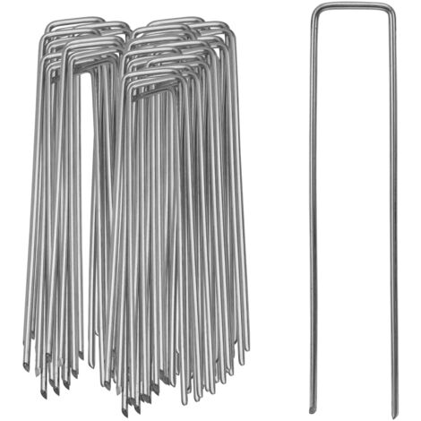 SWANEW Lot de 100 Piquets de fixation sardines pour tente piquet ancrage sol jardin 150x25x2,8mm Argent galvanisé