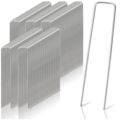 EINFEBEN 50-1000pcs Piquets de Fixation en Acier Galvanisé, Ø2,8mm, pour Toile de Paillage, Treillis - 250x