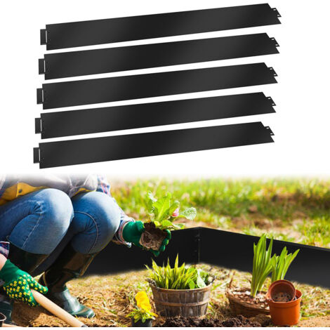 Swanew – Bordure de jardin galvanisée en métal noir 100x18cm – Longueur 5m – Installation facile sans joints – Protection contre la corrosion