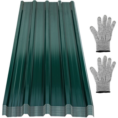 Swanew – Panneaux de toiture 129x46cm vert – Tôle bac acier galvanisé – Lot de 24 pièces – Résistants aux intempéries et à la rouille – Installation flexible - 24pcs