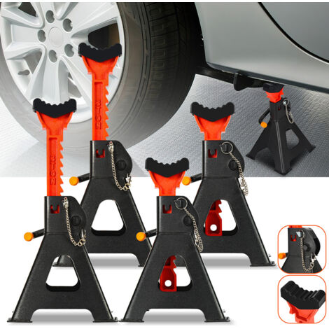 Hengda – Chandelles à crémaillère 3T – Hauteur réglable 285-430mm – Acier haute résistance – Goupille de sécurité incluse