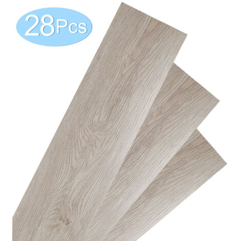 Vingo – Sol vinyle adhésif chêne blanc 4m² – Lames 91,5 x 15,2 cm – Résistant à l'humidité et aux moisissures – Compatible chauffage au sol