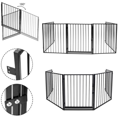 Swanew – Barrière de sécurité enfant 305 cm – Grille de protection métal pliable avec porte – Résistante à la chaleur – Installation facile