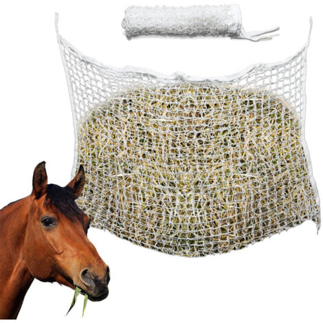 EINFEBEN Filet à Foin 160 x 100 cm Mailles pour Cheval Pour une alimentation prolongée , Blanc