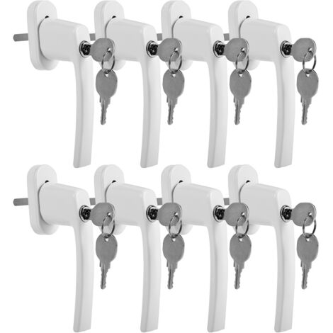 Swanew – Poignée de fenêtre verrouillable blanche en aluminium – Lot de 4 – 2 clés incluses – Installation facile pour fenêtres basculantes