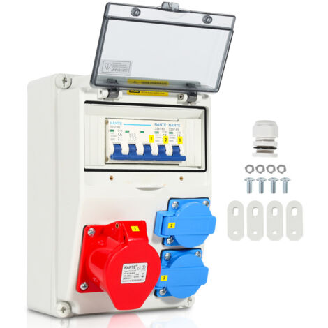 EINFEBEN Coffret De Chantier distributeur de courant mural avec disjoncteur , répartiteur électrique 1X16A 2x230V MIT LS