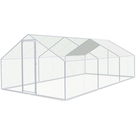 Randaco – Poulailler extérieur en acier galvanisé 3 x 6 x 2 m – Enclos avec protection solaire – Cage à poules pour 6 à 8 volailles