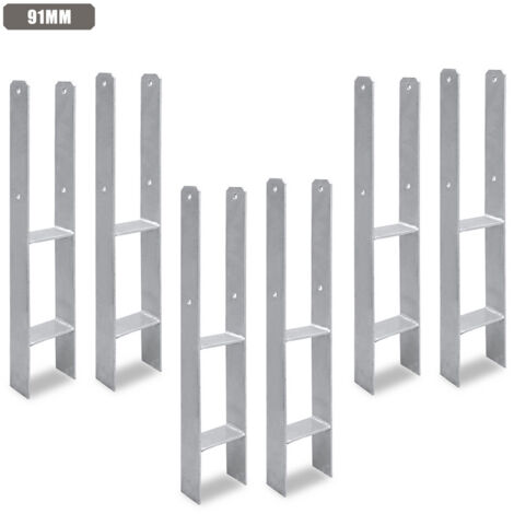SWANEW Support de Poteau en H En forme H-ancre Durable pour Carports Clôtures 6 Pièces 91MM (1/5)