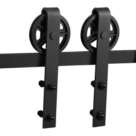 Einfeben – Kit de porte coulissante 183cm – Ferrure en acier au carbone – Charge max 150kg – Pour portes en bois jusqu'à 90cm