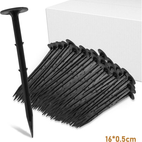 Lot de 200-1000 piquets de fixation terre - L. 15 cm - Plastique - Noir (1000 Piquets) (1/5)