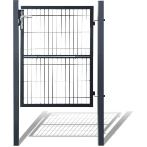 Vingo – Portillon grillagé en acier galvanisé 120 x 87 cm – Serrure à cylindre – Charnières réglables – Couleur anthracite RAL 6005