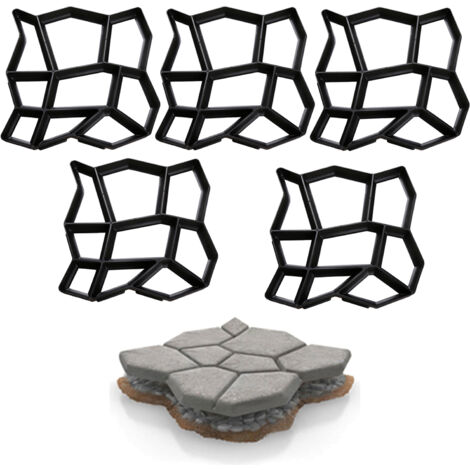 Hengda – Moule en béton pour plaques de marche – Lot de 5 – Dimensions 43x43x4 cm – Pour dalles de terrasse et trottoirs personnalisés