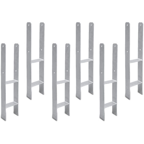 EINFEBEN 6x Ancrage de poteau Ancrage en H ancre pour abris de voiture,maisons sur pilotis durable H-ancre Ancrage de poteau encastré 121MM (1/5)