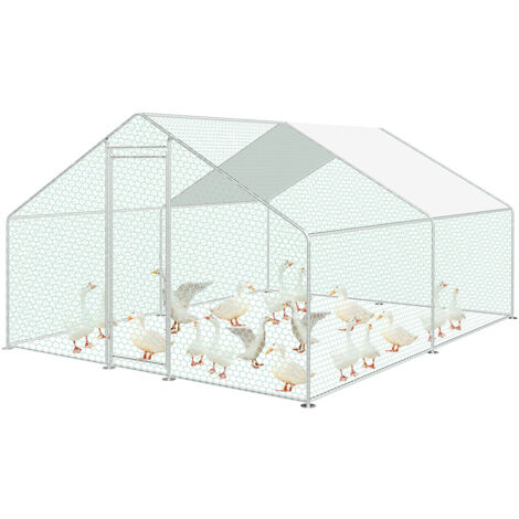 Swanew – Enclos poulailler grillagé 3x4x2m – Imperméable et résistant aux UV – Construction en acier galvanisé – Porte sécurisée avec verrou