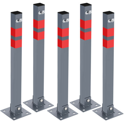 Barrière de parking 5 Set Barrière de parking Poteau de délimitation Avec 15 Clés Poteau Poteau Parking Barrière Parking Barrière Verrouillable Barrière de Parking Poteau de barrage