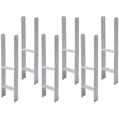 Einfeben – Support de poteau H-ancre 6x 121mm – Fixation béton pour poteaux bois – Longueur 600mm – Épaisseur 5mm – 4 trous Ø 11mm