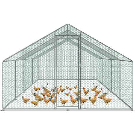 TolleTour Enclos poulailler 24 m² parc grillagé 8x3 M acier galvanisé Cage parc enclos pour animaux