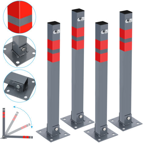 4X Barrière de parking rabattable poteau de stationnement borne de poste