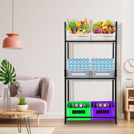 Randaco 2x Étagère à caisses de boissons Rack à boissons Métal pour Caisses Support bouteilles 71x30x140cm (1/5)
