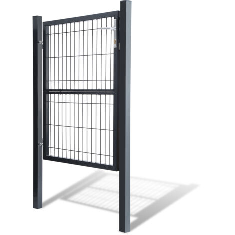 Swanew – Portillon grillagé en acier galvanisé 120 x 87 cm – Serrure à cylindre – Charnières réglables – Couleur anthracite RAL 6005