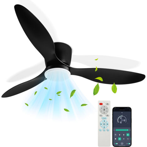 Swanew – Ventilateur de plafond 132 cm à LED dimmable – 3 pales – Télécommande – 6 vitesses – 3 températures de couleur – Fonction été/hiver