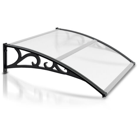 Swanew – Auvent en aluminium pour porte – Marquise de terrasse 100 x 120 cm – Protection contre pluie, vent, neige – Matériaux durables PC et ABS