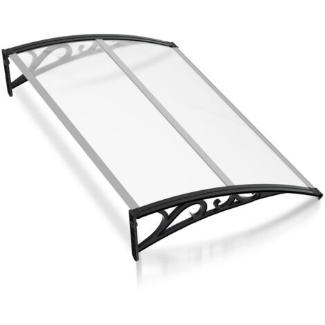 Swanew – Auvent en aluminium pour porte – Dimensions 150 x 100 cm – Panneau en polycarbonate transparent – Installation rapide incluse
