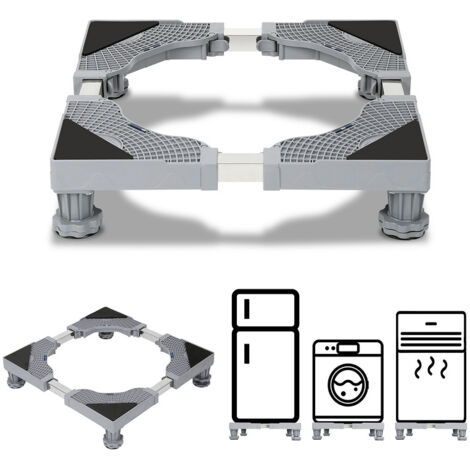 Einfeben – Support machine à laver réglable en hauteur 41-66cm – Base télescopique en acier inoxydable – Capacité 150-350 kg – Réduit le bruit (1/4)