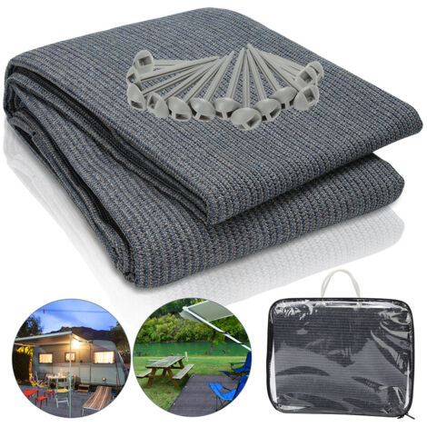 Vingo – Tapis extérieur étanche 250x400 cm – PEHD antidérapant à séchage rapide – Œillets en acier inoxydable – Piquets inclus pour camping et pique-nique