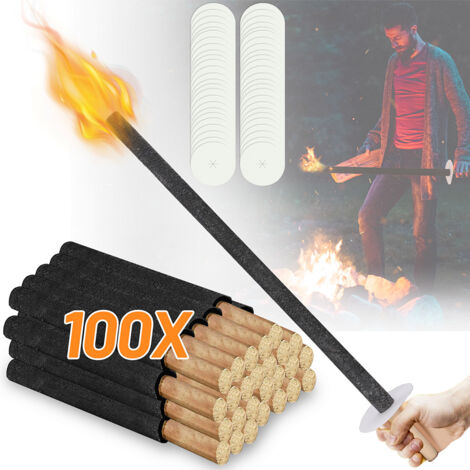 SWANEW Torches de cire Temps de combustion 90 min, torches d'extérieur en cire naturelle avec protection des mains-100 pièces (1/5)