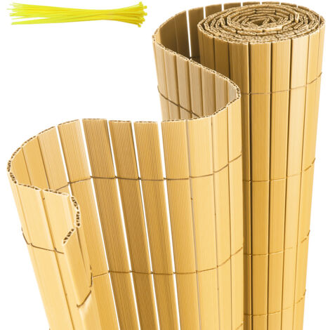 SWANEW Canisse en PVC pour le jardin, Balcon clôture brise-vent, Balcon ou terrasse Double face, Occultant Cloture, Bambou 160 x 1000cm