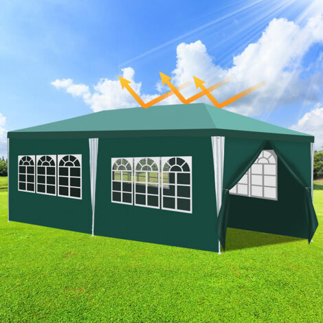 Swanew – Tonnelle de jardin 3x6m – Tente de réception imperméable avec parois latérales – Structure en tubes de fer – Surface 18m² pour 25 personnes (1/5)