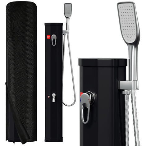 Tillvex Douche Solaire 35L Avec Capot - Eau Chaude Jardin Piscine Camping - Sans Électricité (Noir)