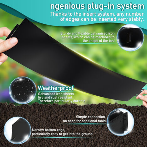 Bordure De Pelouse Noire 50m - Hauteur 12,5 Cm - Bordure Jardin Flexible En Plastique - Séparation Parterres Et Chemins