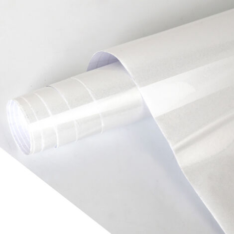 SWANEW 5M film adhésif papier peint vintage look placard film brillant film décoratif film meubles porte Blanc