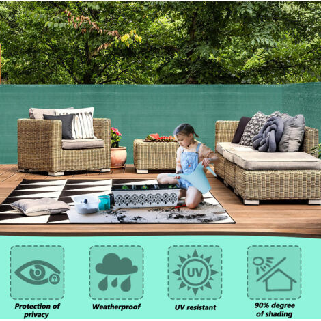 Brise Vue Occultant 150g/m² 1.5x15m Vert - Protection Solaire Et Intimité Jardin Avec Fixations