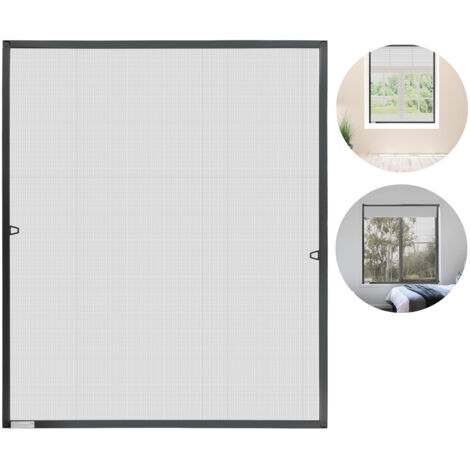 SWANEW Moustiquaire fenêtre moustiquaire à cadre aluminium moustiquaire à gaze protection UV imperméable 80x100CM Anthracite