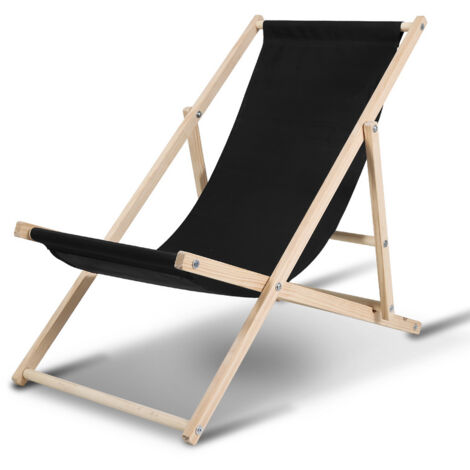 Chaise longue de jardin Chaise longue en pin pliable Chaise longue de balcon en bois Chaise de plage noir (1/5)