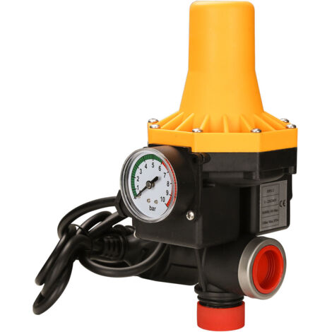 Randaco Pressostat pompe eau 10 bar avec câble protection fonctionnement à sec contrôleur pompe pression interrupteur de pression surpresseur - Jaune