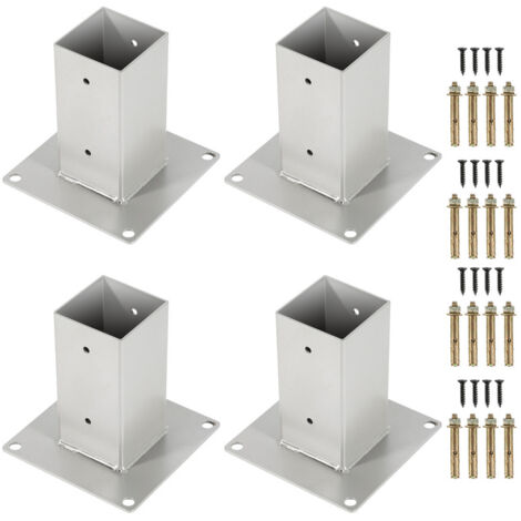 Einfeben – Pied de poteau carré 80x80mm – Acier galvanisé – Lot de 4 – Montage par vissage pour constructions en bois et clôtures