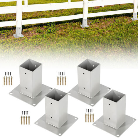 VINGO 4x Pied de poteau carré Pied à fixer pour poteau Poteaux De Clôture Pergola Pied de poteau 70x70mm (1/5)