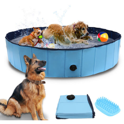 Vingo – Piscine pour chiens pliable 160x30cm – PVC écologique – Valve de vidange rapide – Pataugeoire pour enfants et animaux