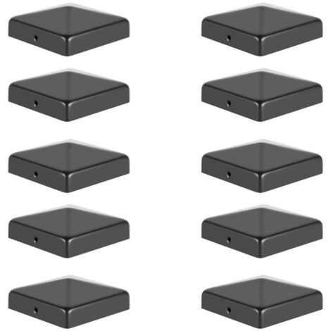 SWANEW 10x Capuchon de poteau de jardin Capuchon décoratif Clôture de jardin Capuchon de clôture Noir 71mm