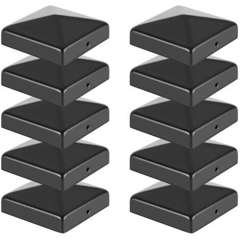 SWANEW 10x Capuchon de poteau Large gamme d'applications  Clôture de protection Chapeau pyramide pour poteau bois noire 91x91mm