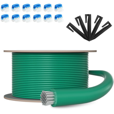 SWANEW 500m Câble Périphérique Universel pour Tondeuse-Robot, 60 Connecteurs de Câble + 1750 Piquets de Terre, Ø 2,7 mm, Câble de Délimitation pour Jardins (1/5)