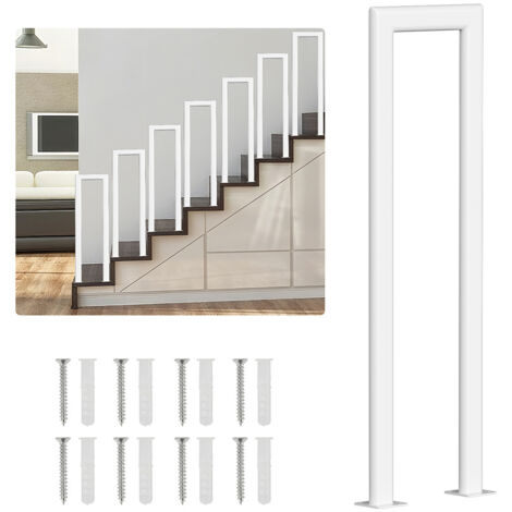 Randaco 95 cm Blanc Oval en forme de U Rampe d'escalier en fer Main courante Garde-corps, garde-corps en fer Intérieur et extérieur Universel