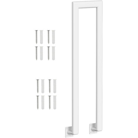 Randaco 75 cm Blanc Oval en forme de U rampe d'escalier en fer main courante balustrade, balustrade en fer intérieur et extérieur universel monté latéralement