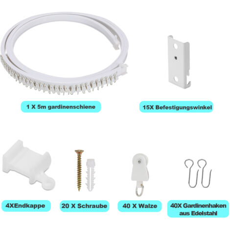 Rail Rideau Courbable Randaco 5M Rail Rideau Flexible Plafond, Tringle à Rideau Courbable ...