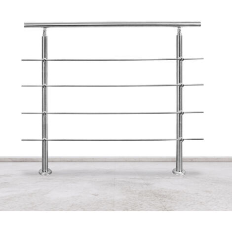 Vingo – Garde-corps rampe d'escalier en acier inoxydable 160cm – 4 traverses de 90mm – Installation horizontale ou diagonale – Résistant aux intempéries (1/5)